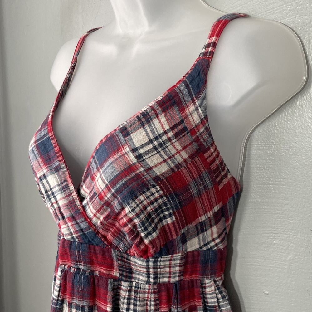 Madres Plaid SunDress Size 14 Babydoll Country Cotton Patchwork Boho Summer Y2K - Picture 4 of 10